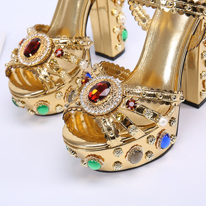Sandali da Donna Nuovi Sexy con Diamanti, Tacco Alto e Spesso, Eleganti e alla Moda - Product Image 4