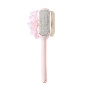 Bath Brush Soft Bristles Long Handle 3 In 1 Exfoliating Back Scrubber With Sponge Massage Tool For Shower Cleaning - Product Image 5