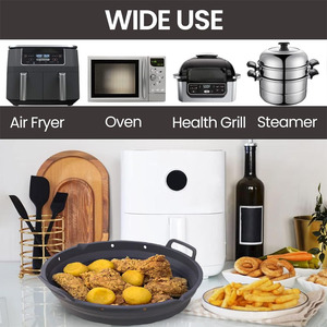 22Cm Đóng Mở Silicone Airfryer Khay Nướng 8.5 Inch Tái Sử Dụng Nồi Chiên Không Khí Phụ Kiện Nồi Lót Nấu Ăn Đồ Nấu Nướng - Product Image 5