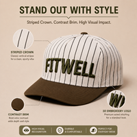 Gorra de Béisbol Personalizada con Rayas, Logotipo Bordado en Relieve, Visera Curva de Dos Tonos, Gorra Deportiva al por Mayor
