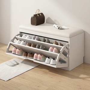 <span class=keywords><strong>Banc</strong></span> à chaussures moderne 2-en-1 en bois de petite taille, rangement, armoire à chaussures à rabat, tabouret rembourré, étagère à chaussures, porte-entrée, portable, peu encombrant - Product Image 1