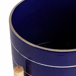Vaso in Ceramica a Righe con Supporto in Legno per Arredamento Casa, Fioriera per Ingresso, Patio, Tavolo, Giardino, Colorato - Product Image 6