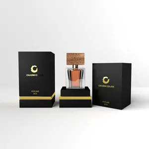 Cajas de papel de lujo con diseño de logotipo personalizado OEM, caja de regalo de embalaje de cartón con base y tapa, botella de perfume con caja
