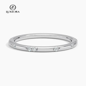 Luxeora 9 k14k 18K tinta unita giallo rosa oro bianco taglio rotondo eternità laboratorio anello di diamanti Design aperto regalo di nozze perfetto per lei - Product Image 3