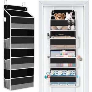 Over The Door Organizer 10 Pockets Black Hanging <b>Storage</b> For Bedroom Dorm With Side Mesh Pockets - Product Image 1