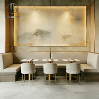 Ensemble de mobilier de café : banquette demi-cercle incurvée, table et chaises pour restaurant