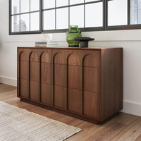 Ensemble de meubles de chambre à coucher de luxe en bois de noyer, commode à 6 tiroirs, commode double