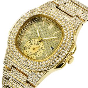 Top Brand Square Waterproof Quartz Bling Hip Hop Iced Out <strong>Watches</strong> Full Diamond Golden <strong>Watch</strong> Men Montre <strong>Diamant</strong> - Product Image 1