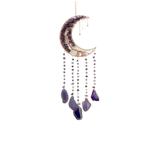 Natural Amethyst <strong>Agate</strong> 7 Chakra Dream Catcher Metal Wall Hanging Tree Of Life Crystal Stone Moon <strong>for</strong> Bedroom Format Rope - Product Image 1