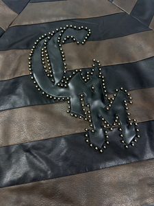 YUCHEN Custom di alta qualità Applique con ricamo a manica corta t-Shirt da uomo in <span class=keywords><strong>pelle</strong></span> sintetica <span class=keywords><strong>giacca</strong></span> con Zip t-Shirt - Product Image 3