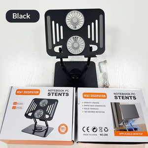Carbon Steel 360 Rotating <b>Laptop</b> Cooling <b>Stand</b> Foldable <b>Riser</b> Double Fans 10-17inch Compatible 10kg Load Capacity Metal - Product Image 1