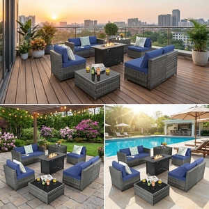 Ensemble de meubles de patio en rotin de luxe avec table foyer et table à plateau en verre pour divertissements en plein air, provenant du Vietnam - Product Image 6