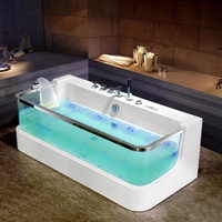 Baignoires en verre acrylique transparent de haute qualité, baignoires à remous autoportantes avec massage et lumière LED