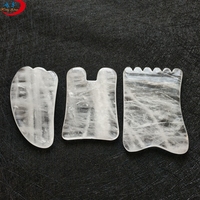 Outil de massage Gua Sha en quartz naturel transparent HZ avec bord lisse pour masser la tête