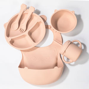 ชุดภาชนะใส่อาหารเด็กทำจากซิลิโคนแบบนิ่มเซตกล่องอาหารกลางวันและถ้วยน้ำพร้อมช้อนเรียนรู้สำหรับรับประทานอาหารค่ำ - Product Image 2