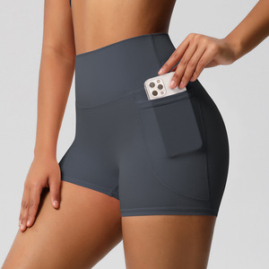 Shorts Deportivos de Cintura Alta para Mujer, con Bolsillo Lateral para Teléfono, Tela Suave y Elástica, Shorts para Gimnasio, Correr, Ciclismo y Yoga, Venta al Por Mayor - Product Image 4
