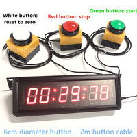 Grand 6CM Bouton LED Compte à Rebours Horloge Chronomètre Réinitialisation Numérique Minuterie Zéro Télécommande pour École Rush Réponse & Jeu de Compétition