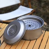 COTI Grande Marmite Écologique en Titane Pur Grande Capacité pour Usage Extérieur, Ensemble de Cuisson de Camping, Cuiseur Vapeur Léger et Portable 2.1L