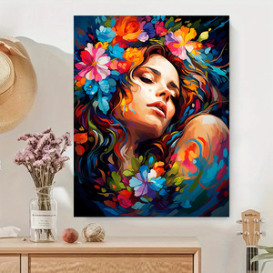 SONGWOOART Décoration Murale Artistique pour la Maison, Kit de <span class=keywords><strong>Peinture</strong></span> par Numéros Fleur <span class=keywords><strong>Abstraite</strong></span> Colorée Femme, <span class=keywords><strong>Peinture</strong></span> à l'Huile <span class=keywords><strong>Facile</strong></span> DIY pour Débutants - Product Image 1