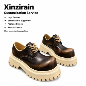 Xinzirain Chaussures Derby Unisexe à Plateforme, Taille 35-45, Style Personnalisé, Bout Rond, Lacets, Antidérapantes, Talon Épais, pour Femmes et Hommes - Product Image 1