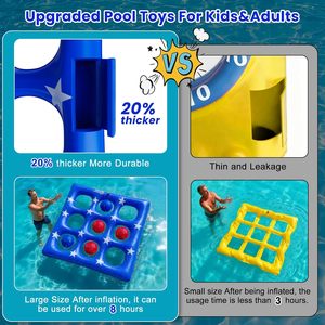 Blue Star Pattern <b>Inflatable</b> 9-Hole Pool Toss <b>Game</b> with Red & Blue Balls - Product Image 2