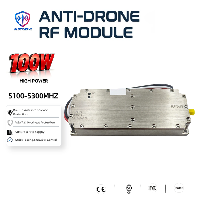 BLOCKWAVE 100W 5.2GHz Counter-UAV Anti-Drone System with FPV Detector & Anti-LORA RF Module | Backpack Drone Gun 24-30V