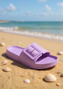 Sandali infradito in EVA con fibbia singola, unisex, taglia 23, estivi, tinta unita, piatti, a punta aperta, decorati con fibbia - Product Image 2