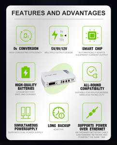 미니 8000mAh <span class=keywords><strong>5V</strong></span> 9V 12V <span class=keywords><strong>UPS</strong></span> 무정전 백업 전원 어댑터 출력 배터리 팩 와이파이 라우터 모뎀 카메라 50A DC 파워 뱅크 - Product Image 2