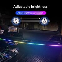 Lumière ambiante sans fil pour voiture, 7 couleurs, alimentée par USB, décoration intérieure en acrylique, bande lumineuse froide montée sur véhicule