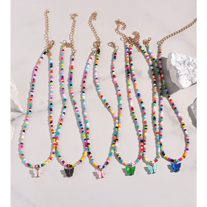 2025 nouveau haute qualité Boho bricolage à la main femmes coloré perles de rocaille bijoux mignon plaqué or papillon Parent collier ras du cou - Product Image 5