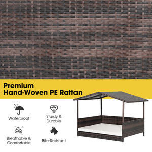 Modern Wicker <b>Outdoor</b> <b>Dog</b> Kennel with Weatherproof Roof, Large Rectangle Pet <b>House</b> for All Seasons, Animal Pattern Design, Easy - Product Image 6