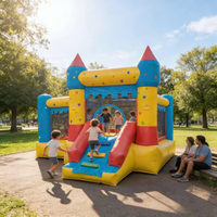 Château Gonflable Star Castle pour Enfants avec Toboggan et Rampe d'Escalade, Écologique, Qualité Commerciale, pour Fêtes en Jardin, en PVC