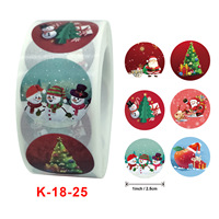 Autocollants de Noël 500 pièces 1 pouce 1,5 pouces Étiquettes autocollantes cadeau Père Noël pour emballage de bonbons pour enfants Rouleaux d'autocollants adhésifs