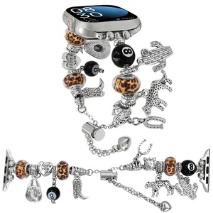 Correa de reloj Upro Cowgirl Western con cuentas de leopardo para Apple Watch Series 12 11 Ultra 4 SE 3, correa de muñeca de cadena metálica Western 8 Ball - Product Image 2