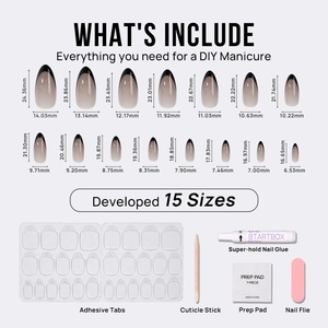 High Quality Artificial Fingernails Almond Handmade Fake Nails Supplier <b>Glitter</b> French Tip Soft Gels X Wholesale Press on Nails - Product Image 5