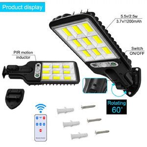 Lampe solaire avec 3 modes d'éclairage, étanche, détecteur de mouvement, sécurité pour jardin, patio, allée, cour, éclairage extérieur FX-SOSG020 solaire - Product Image 3