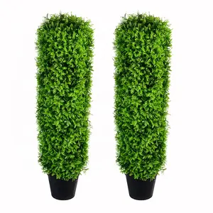 120cm/4ft Outdoor Ornamental Trees Artificial Boxwood Topiary Fake Spiral Trees Plastic Plants For Home Garden