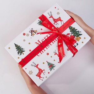 Christmas gift <b>box</b> with lid, card, ribbon, and corrugated paper (<b>white</b>) can be customized according to your needs - Product Image 5