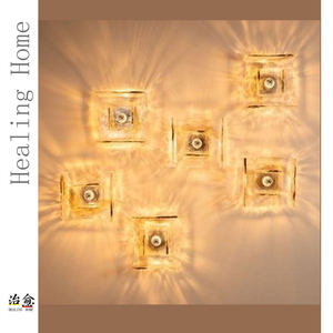 Healing Home Lámpara de pared de cristal minimalista moderna, 12x28x28mm, bombilla LED E14, control por interruptor, accesorio de iluminación interior - Product Image 1