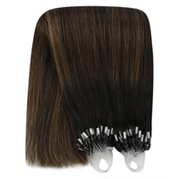 Extensions de cheveux humains brésiliens Remy lisses non traités à micro-anneaux, double épaisseur, 14-24 pouces, vente en gros