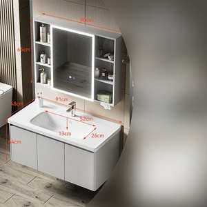 Armoire de salle de bain en aluminium à ouverture <span class=keywords><strong>et</strong></span> fermeture silencieuses, montage simple, <span class=keywords><strong>avec</strong></span> miroir LED - Product Image 1