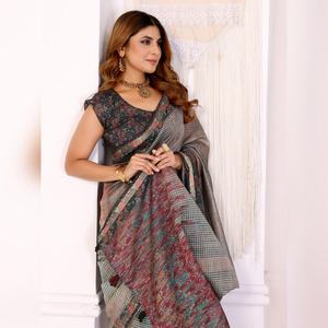 Sari de Georgette de Diseño Moderno para Mujer, Estilo Bollywood Indio, con Blusa Étnica, Cómodo y Elegante, Exclusivo para Bodas y Fiestas - Product Image 2