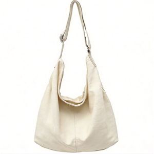 Sac à bandoulière en toile avec étiquette tissée personnalisée - Grand sac fourre-tout en coton, sac à main robuste de style vintage pour le travail et les voyages - Product Image 3