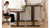 Bureau électrique réglable en hauteur en acier et bois, soigneusement sélectionné, avec bordure automatique, idéal pour l'étude à domicile et le travail sur ordinateur
