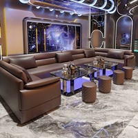 Ensemble de mobilier de bar de luxe léger pour club KTV, canapé et table basse, pour restaurant, en bois massif, en forme de U et de L, banquette commerciale