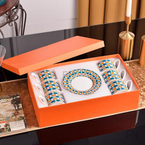 ถ้วยกาแฟเซรามิกและจานรองแบบจีน12ชิ้นของตกแต่งบ้าน - Product Image 4