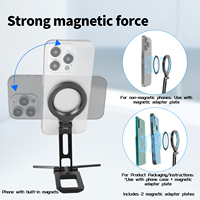Support de téléphone universel en alliage d'aluminium à rotation 360° avec fixation magnétique, trépied, griffe froide 1/4'' et support de bureau Arca, maintien flexible et sécurisé