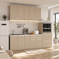 Armoire de cuisine modulaire moderne, écologique, ignifuge, avec portes en verre et robinet, ensembles complets pour appartement et villa