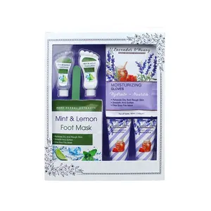 Cardboard box package OEM foot hand mask , foot and hand lotion gift set