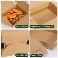 Caja Desechable para Llevar Comida, de Papel Kraft Antigrasa, Impresa Personalizada, para Pollo Frito, Sushi, Restaurantes de Comida Rápida, Reciclable